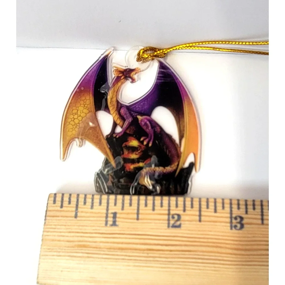 Dragon Ornament Acrylic Fantasy Mythical Purple Gold NEW
